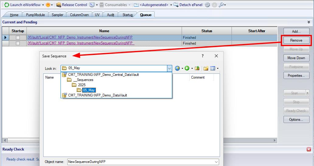 Figure 19 - Thermo Chromeleon 7 – remove Sequence from Queue
